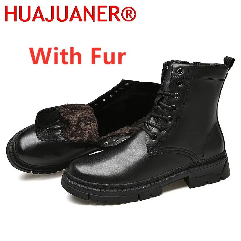 

Italian Brand Designer Mens Luxury Cowboy Boots Natural Leather Platform Winter Shoes Black Ankle Boot Short Plush Botas Male