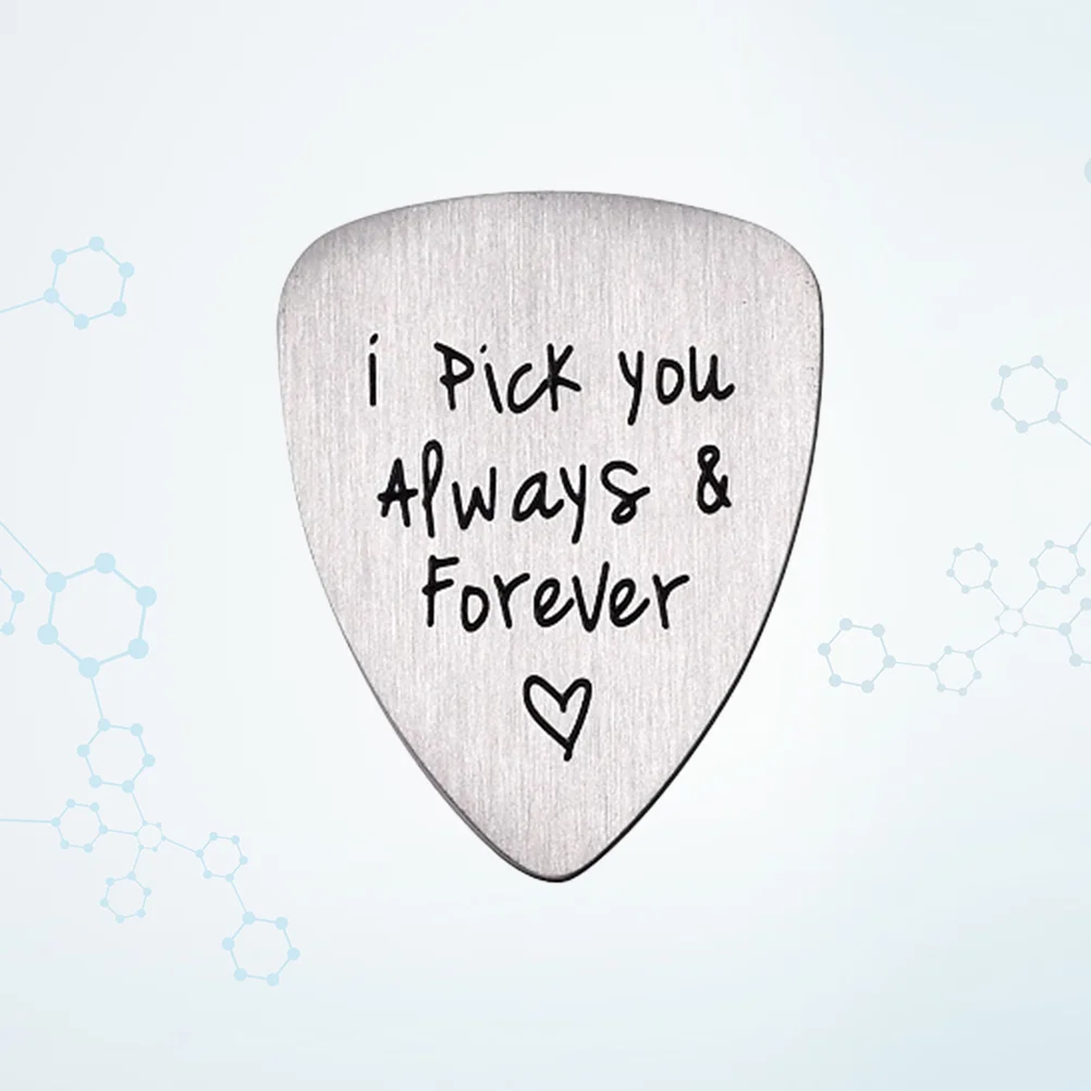 Titanium Steel Carved Guitar Pick I Pick You Always & Forever Letter Engraved Ukulele Pick Musical Instrument Accessory
Titanium Steel Carved Guitar Pick I Pick You Always & Forever Letter Engraved Ukulele Pick Musical Instrument Accessory