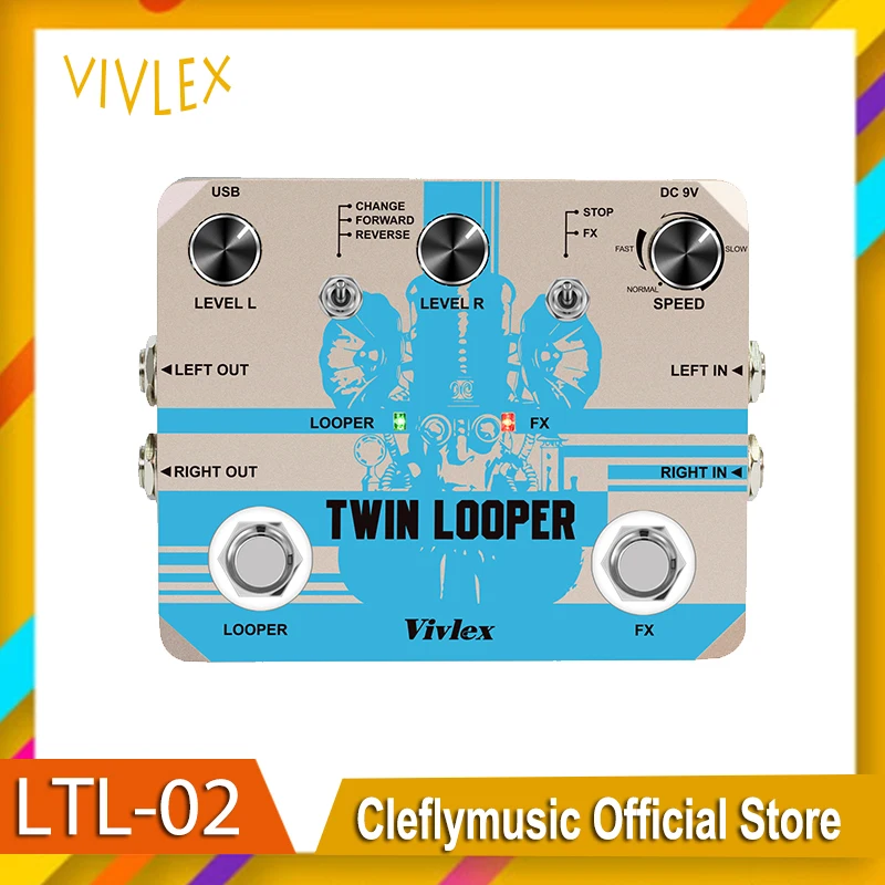 VIVLEX Looper Guitar Effects Pedal Dual Foot Switch Pedal Twin Looper Station 11 Types of Play with 10 Minutes of Recording Time
VIVLEX Looper Guitar Effects Pedal Dual Foot Switch Pedal Twin Looper Station 11 Types of Play with 10 Minutes of Recording Time