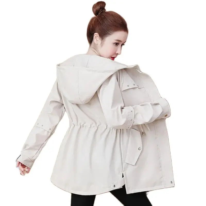 2022 Slim Waist Hooded Stand Collar Women's Trench Coat Long Sleeve Drawstring Splicing Jackets Spring Autumn Windbreaker Female
2022 Slim Waist Hooded Stand Collar Women's Trench Coat Long Sleeve Drawstring Splicing Jackets Spring Autumn Windbreaker Female