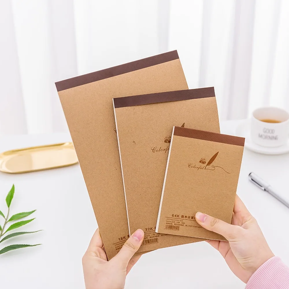 

Notebook Office Kraft Paper Memo Book Portable Notepad 18K/32K/64K Blank Page Up and Down Student Stationery