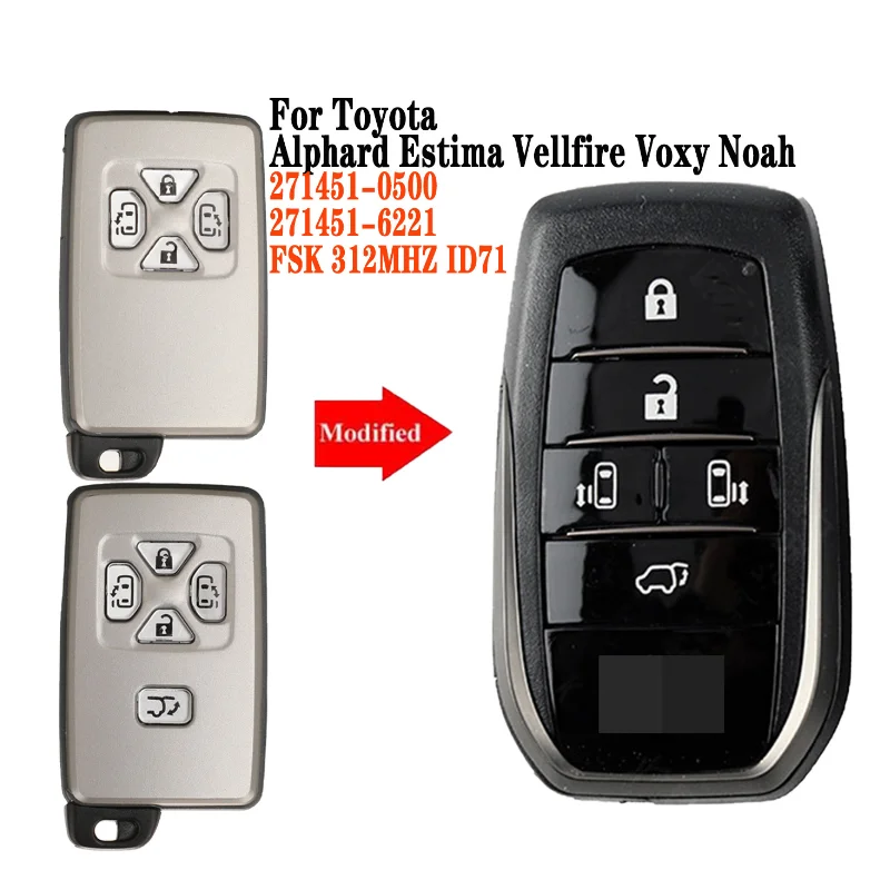 Upgrade Replacement Smart Remote Key Board NO:271451-6221 FSK312mhz ID71 for Toyota Alphard Vellfire Previa Voxy Noah 2005-2014
Upgrade Replacement Smart Remote Key Board NO:271451-6221 FSK312mhz ID71 for Toyota Alphard Vellfire Previa Voxy Noah 2005-2014