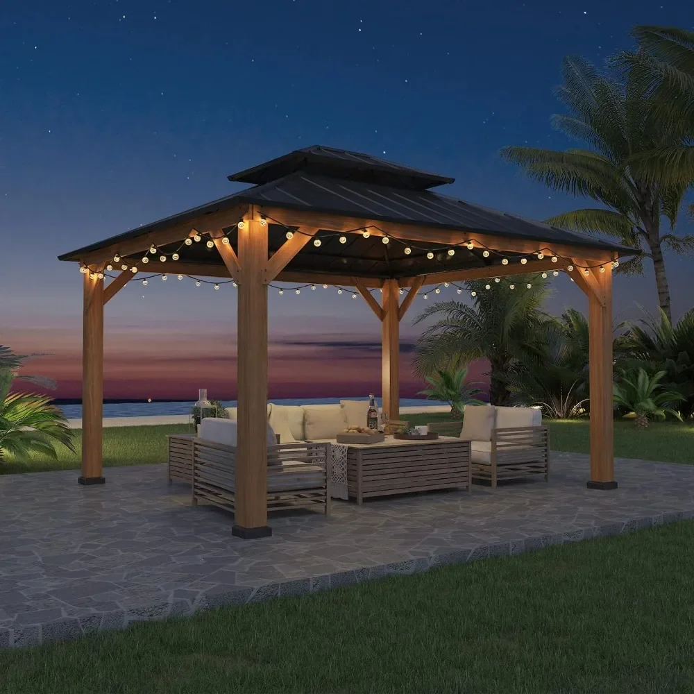 11x13 оформление, уличный павильон из кедрового дерева с двойной крышей из оцинкованной стали, для сада, заднего двора, сада 
11x13 оформление, уличный павильон из кедрового дерева с двойной крышей из оцинкованной стали, для сада, заднего двора, сада