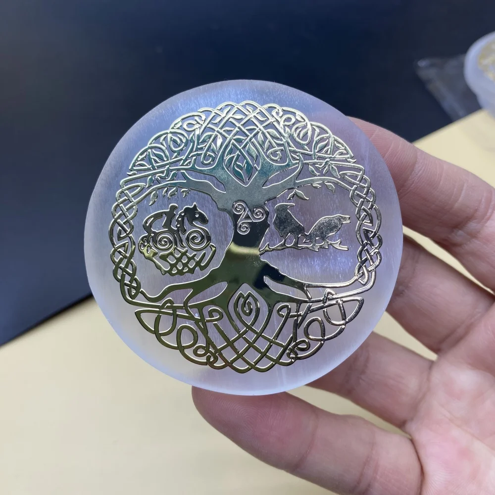 Natural Selenite Slice Slab White Gypsum 7 Chakras Flower of Life Charging Plate Yoga Meditation Fengshui Healing Crystal Gift Natural Selenite Slice Slab White Gypsum 7 Chakras Flower of Life Charging Plate Yoga Meditation Fengshui Healing Crystal Gift