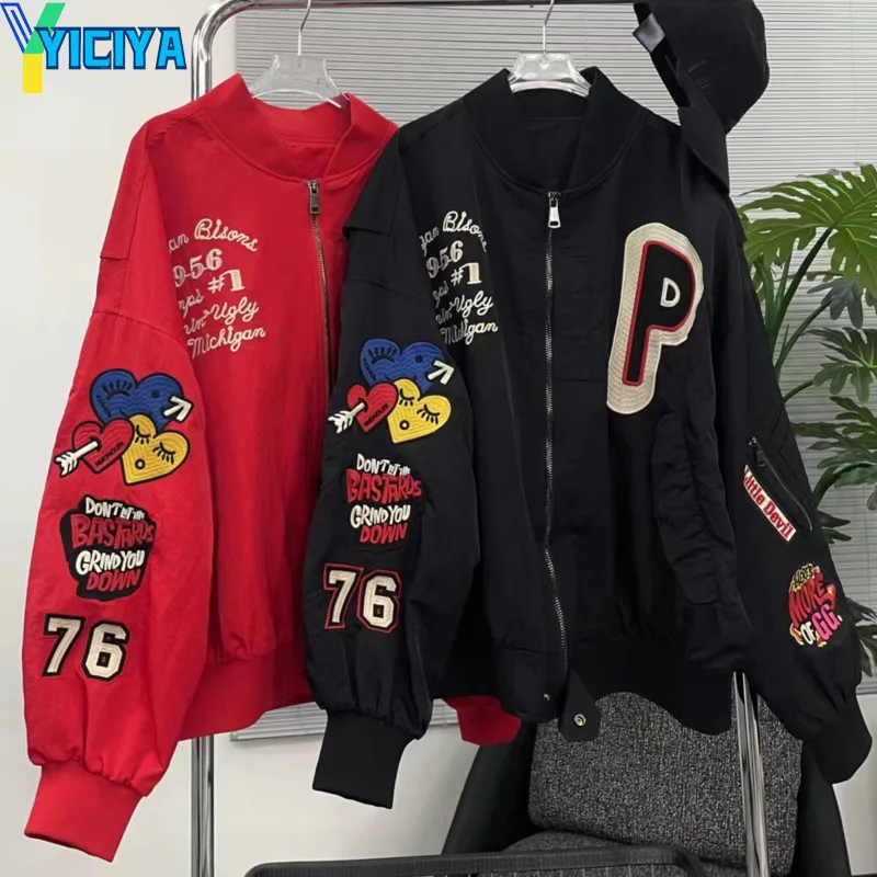 

YICIYA jacket Parker coat embroidery Korean fashion coats women bomber winter oversized Jackets new outfit Thickening 2023 tops
