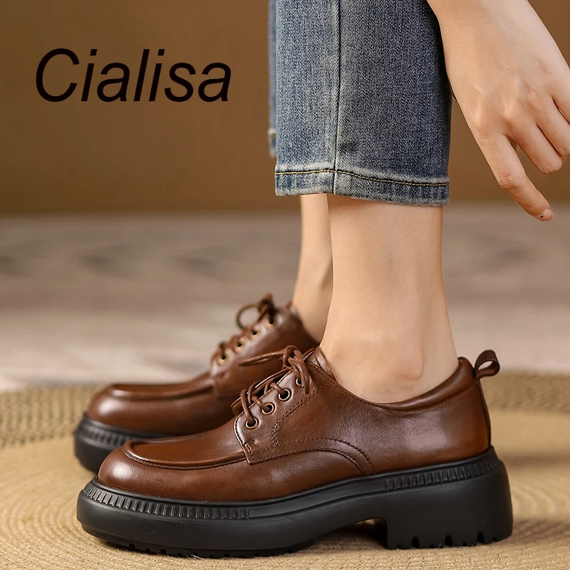 Cialisa High Quality Casual Loafer Round Toe Black Genuine Leather Shoes Thick Heel Handmade Concise Lace Up Lady Footwear Black
Cialisa High Quality Casual Loafer Round Toe Black Genuine Leather Shoes Thick Heel Handmade Concise Lace Up Lady Footwear Black
