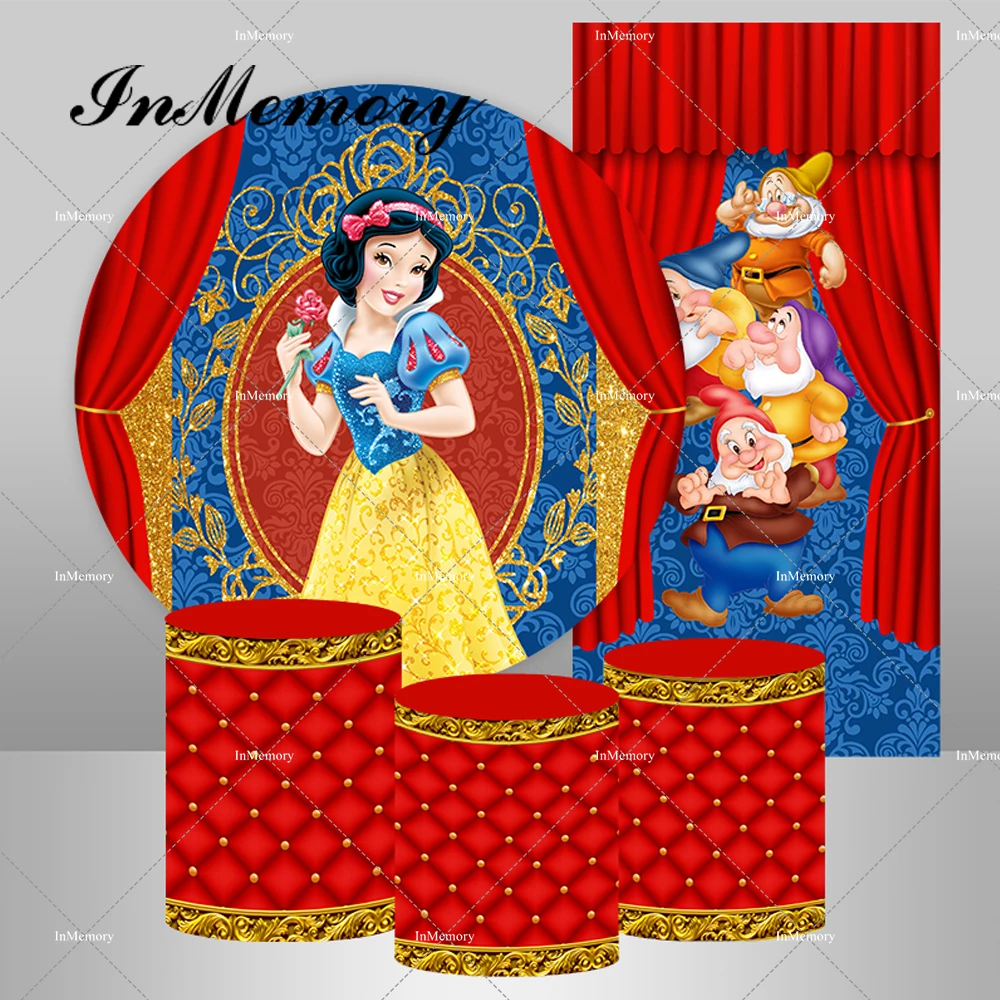 Красный занавес синяя сказочная принцесса Белоснежка и семь гномов круглый задний фон для девочек день рождения 
Красный занавес синяя сказочная принцесса Белоснежка и семь гномов круглый задний фон для девочек день рождения