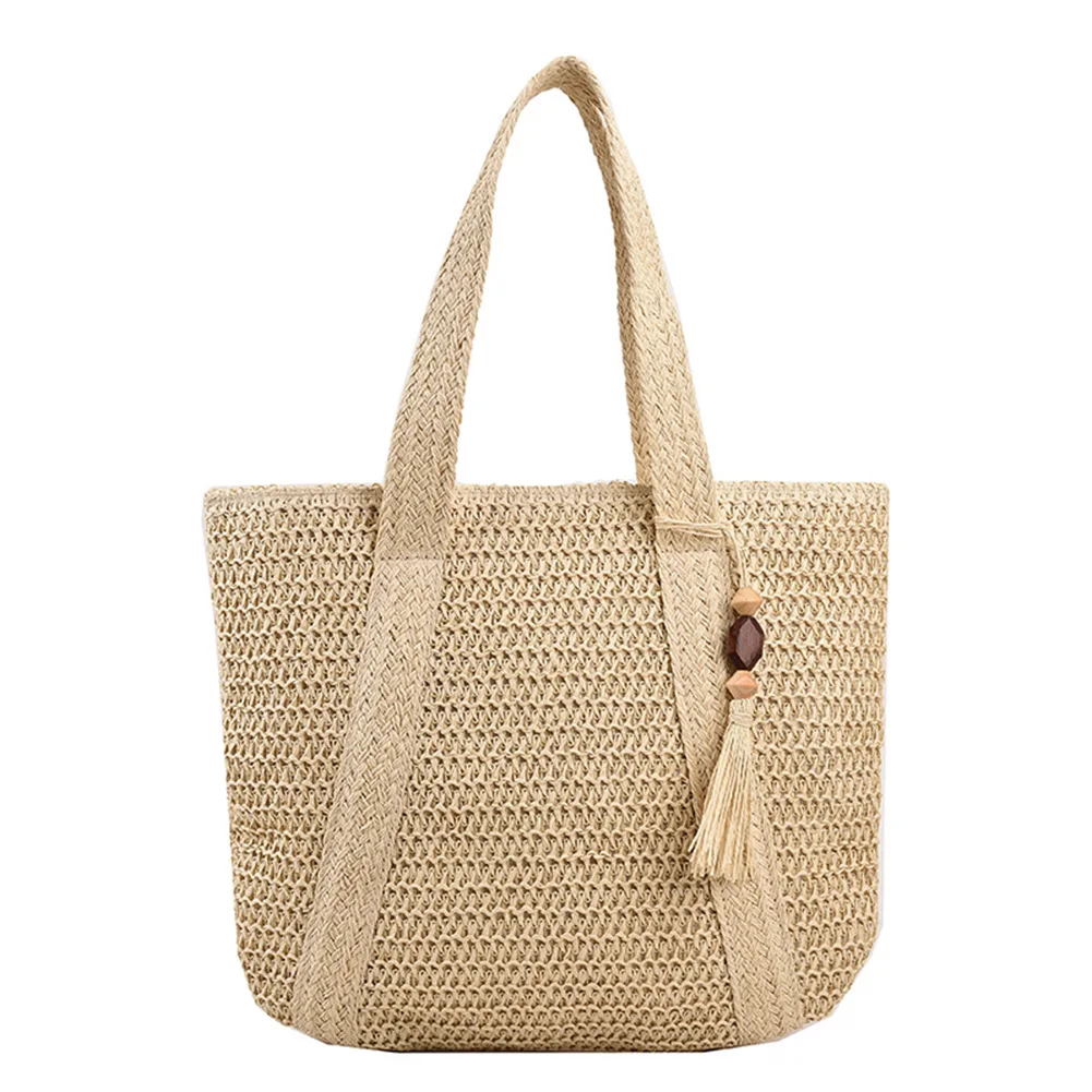 Tassel Woven Shopper Tote - Large Capacity Summer Straw Shoulder Bag 9 S59ea1c9ea7c644d9b31b2931339c8f587