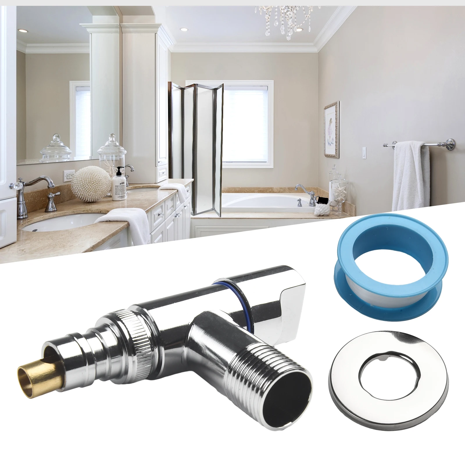 

Bathroom Faucet Angle Valve With Raw Tape G1/2 Quick Opening Washing Machine Faucet Water Stop Valve Metal Handle