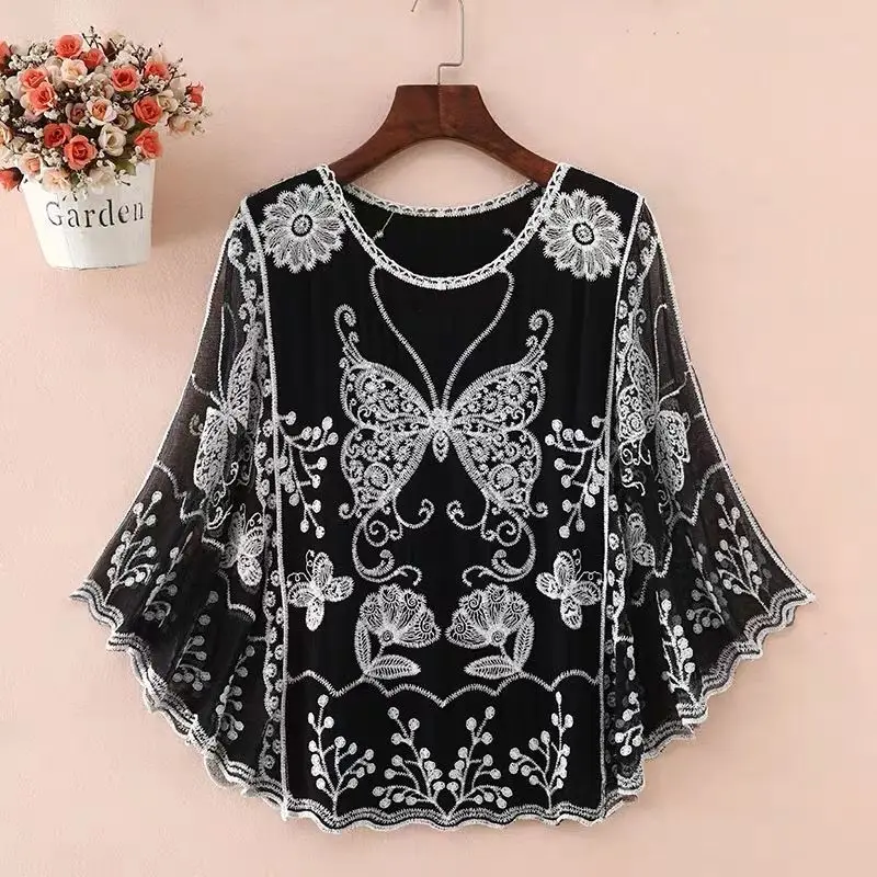 Lace Blouse Loose Trumpet Sleeve Shawl Butterfly Gauze Dress Accessories Korea Japan
Lace Blouse Loose Trumpet Sleeve Shawl Butterfly Gauze Dress Accessories Korea Japan