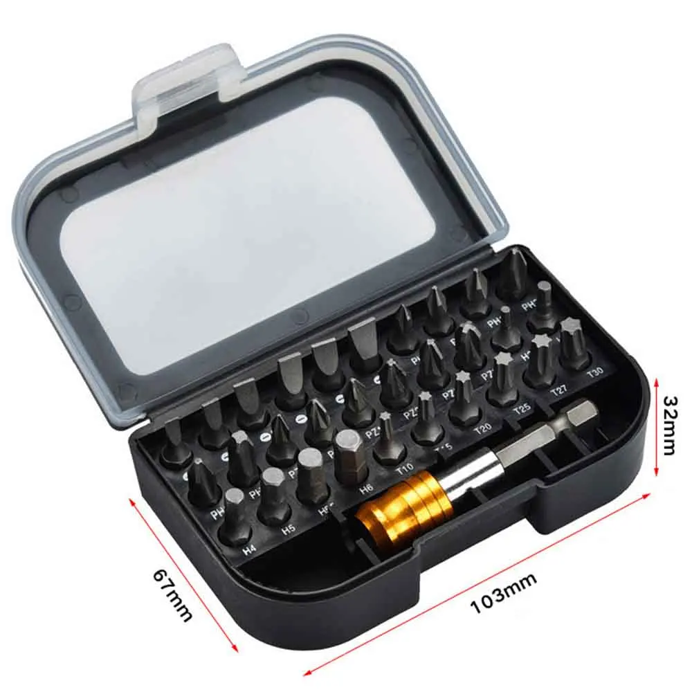 Hex Magnetic Holder Screwdriver Bits Set Handheld Screwdriver Bit T10 T15 T20 T25 T27 T30 31Pcs/Set Carbon Steel
Hex Magnetic Holder Screwdriver Bits Set Handheld Screwdriver Bit T10 T15 T20 T25 T27 T30 31Pcs/Set Carbon Steel