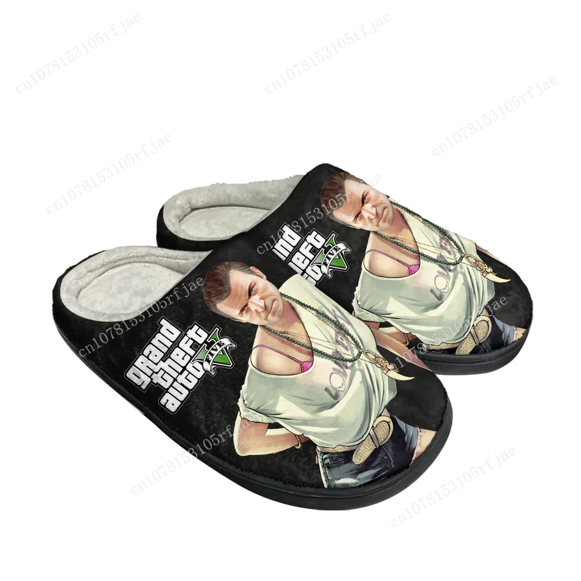 

Grand Theft Auto V 5 Home Cotton Slippers Mens Womens GTA Five Plush Bedroom Casual Keep Warm Shoes Game Tailor Made Slipper