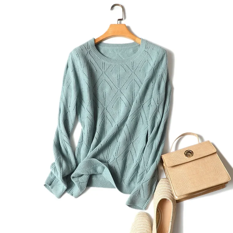 Осенние новые дизайнерские свитера с вырезами и круглым вырезом, повседневные Мягкие высококачественные 100% чистые кашемировые пуловеры morandi