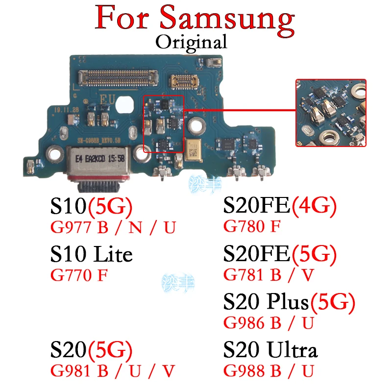 

Usb Dock Charger Port for Samsung Galaxy S10 Lite S20 Plus Ultra Fe 4G 5G G977 G981 G986 G988 G780 G781 B N U V Charging Board