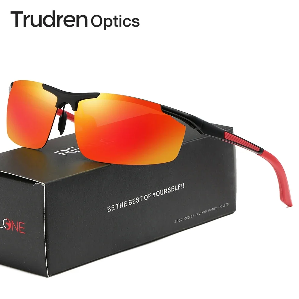 

Trudren High Quality Outdoor Sport Sunglasses for Running Mens Aluminium Semi-rimless Sun Glasses UV400 Polarized Sunglass 5570