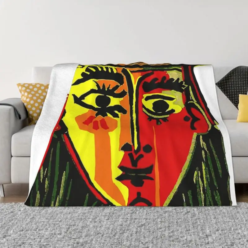 

Pablo Picasso Woman In A Hat Blankets Warm Flannel Throw Blanket for Bed Travel Rug Piece 1