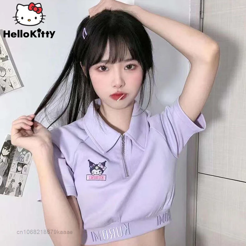Sanrio Cartoon Kuromi Purple Short Tops Short Sleeve Polo T-shirts Women Summer Clothes Y2k Crop Top Japanese Sweet Tee Shirts
Sanrio Cartoon Kuromi Purple Short Tops Short Sleeve Polo T-shirts Women Summer Clothes Y2k Crop Top Japanese Sweet Tee Shirts