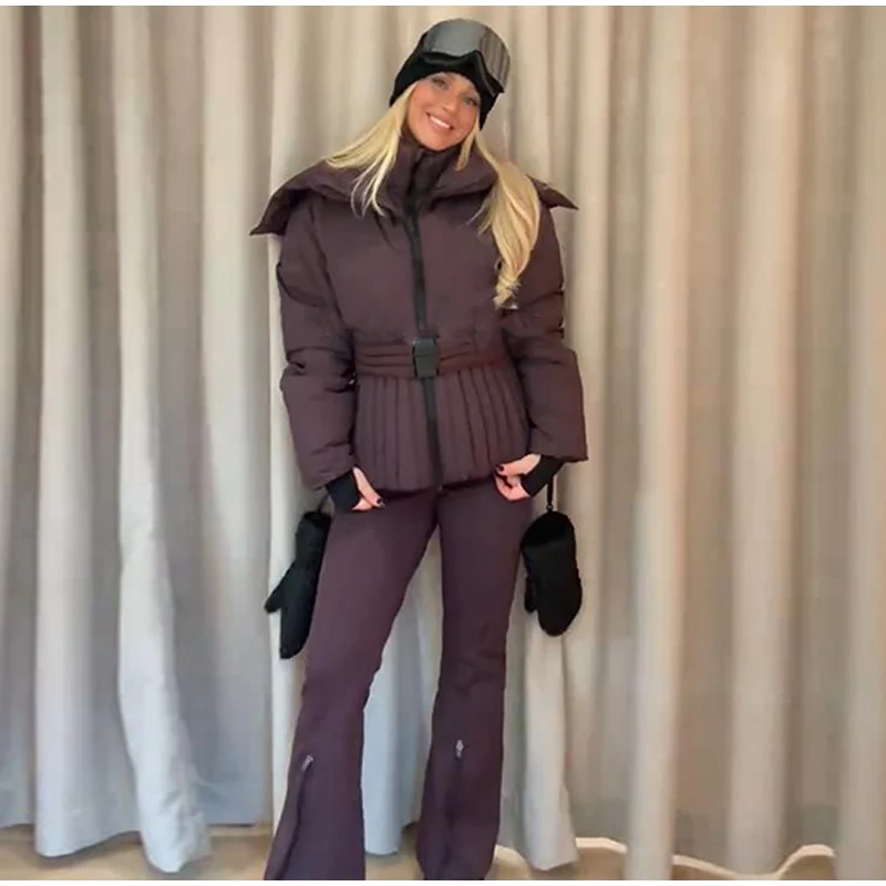 سيدة كامل الجسم بدلة تزلج مقنعين الوقوف الفراء طوق سستة حزام الخصر متوهج السراويل بذلة موضة غمد الرياضة شتاء 2025 ملابس التزلج سيدة كامل الجسم بدلة تزلج مقنعين الوقوف الفراء طوق سستة حزام الخصر متوهج السراويل بذلة موضة غمد الرياضة شتاء 2025 ملابس التزلج