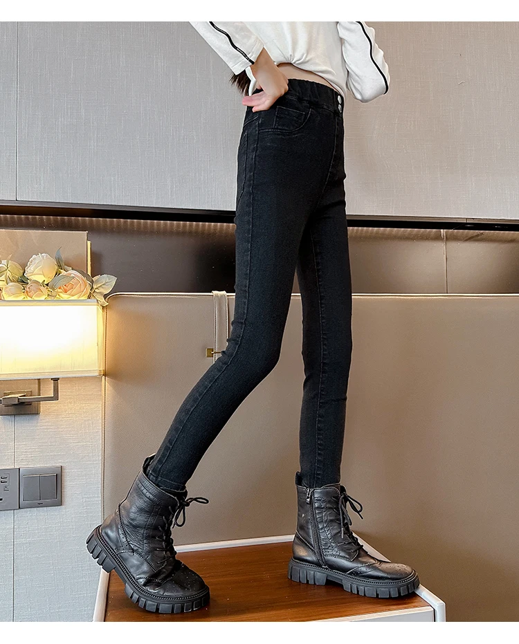 فتاة الشتاء عالية الخصر عزل نحيل الجينز للأطفال أسود أزرق الحرارية إغلاق المناسب الدنيم السراويل الطفل طماق الجينز السراويل فتاة الشتاء عالية الخصر عزل نحيل الجينز للأطفال أسود أزرق الحرارية إغلاق المناسب الدنيم السراويل الطفل طماق الجينز السراويل