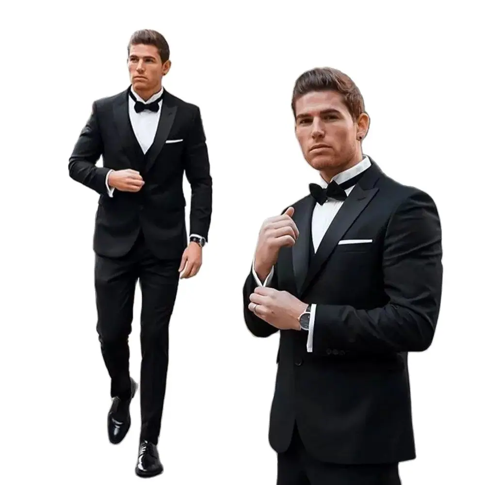 Handsome Black Wedding Tuxedos Peaked Lapel Slim Fit Two Button Groom Wear Formal Party Prom Men Suit Blazer 
Handsome Black Wedding Tuxedos Peaked Lapel Slim Fit Two Button Groom Wear Formal Party Prom Men Suit Blazer