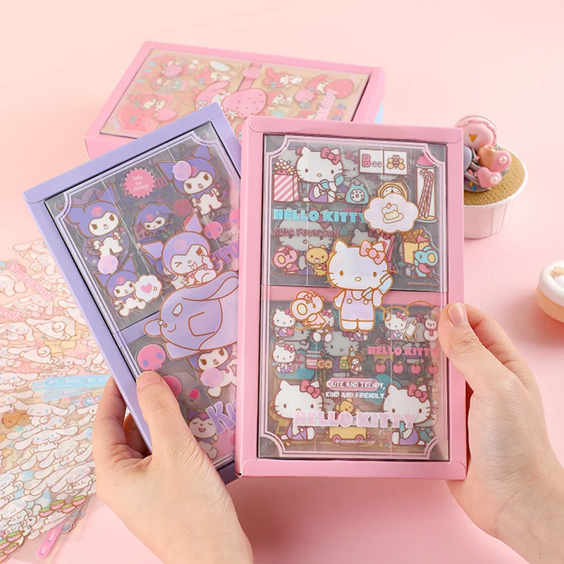 

50Sheet Sanrio Kawaii Sticker Hello Kittys Kuromi Cinnamoroll Melody Hand Account Material Decoration PET DIY Stickers Kids Toys