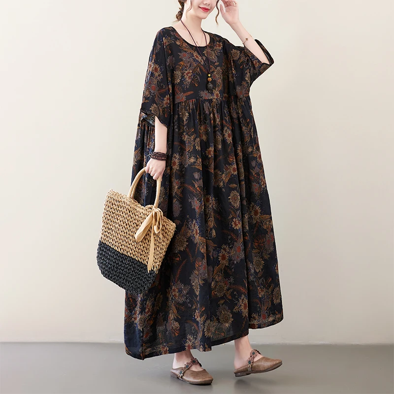 2022 New Arrival Summer Women Loose Casual Vintage Flowers Print Short Sleeve Dress Arts Style Cotton Ankle-length Dresses V777
2022 New Arrival Summer Women Loose Casual Vintage Flowers Print Short Sleeve Dress Arts Style Cotton Ankle-length Dresses V777