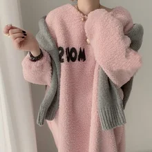 QWEEK Fleece Women's Nightwear Winter Sleepwear Female Long Night Dress Letter Nightgown Long Sleeve Nightie Kawaii Homewear
QWEEK Fleece Women's Nightwear Winter Sleepwear Female Long Night Dress Letter Nightgown Long Sleeve Nightie Kawaii Homewear