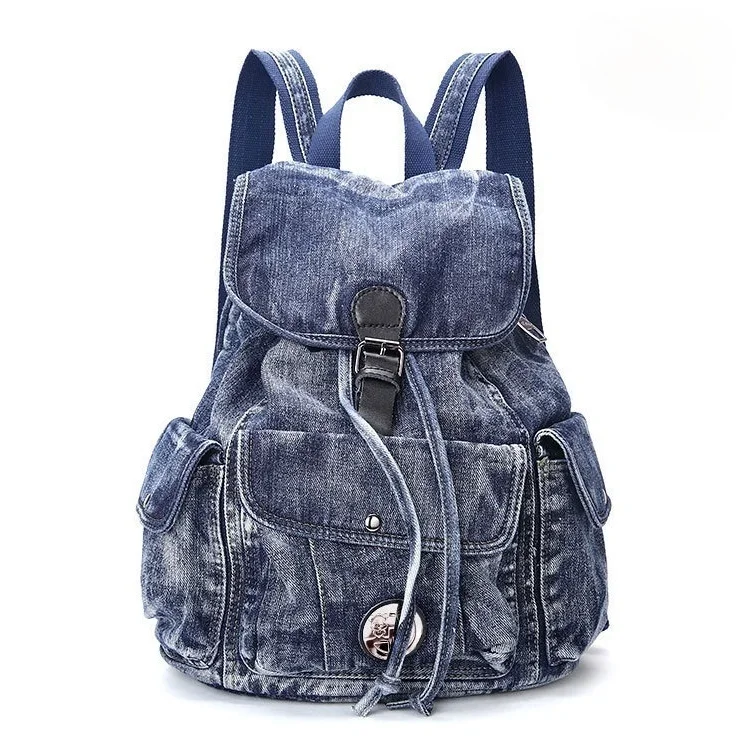 

Модный повседневный женский рюкзак из денима, вместительная джинсовая сумка для девочек-подростков, школьный ранец на плечо для женщин