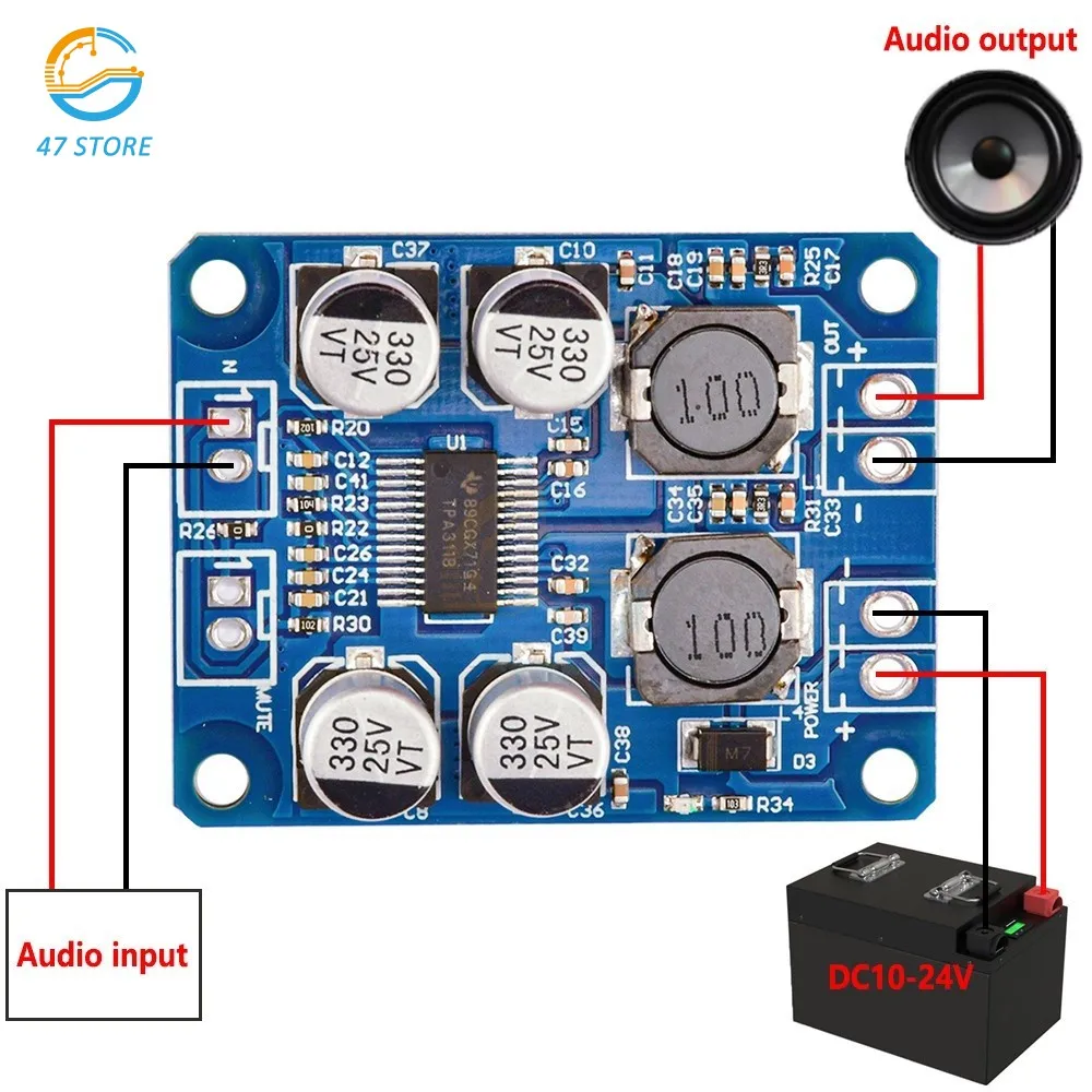 1PCS DC 12V-24V TPA3118 30W Mono Digital Audio Power Amplifier Board Amp Module 4-8ohm TPA3118D2 Amplifier Board Speaker
1PCS DC 12V-24V TPA3118 30W Mono Digital Audio Power Amplifier Board Amp Module 4-8ohm TPA3118D2 Amplifier Board Speaker