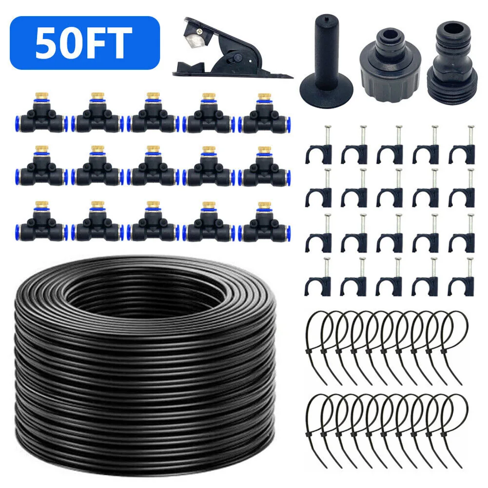 50ft Fabricated Misting Line +15 Brass With Stainless Nozzles +20 Cable Ties +20 Saddle Clamps +Internal Thread Tap Connector
50ft Fabricated Misting Line +15 Brass With Stainless Nozzles +20 Cable Ties +20 Saddle Clamps +Internal Thread Tap Connector