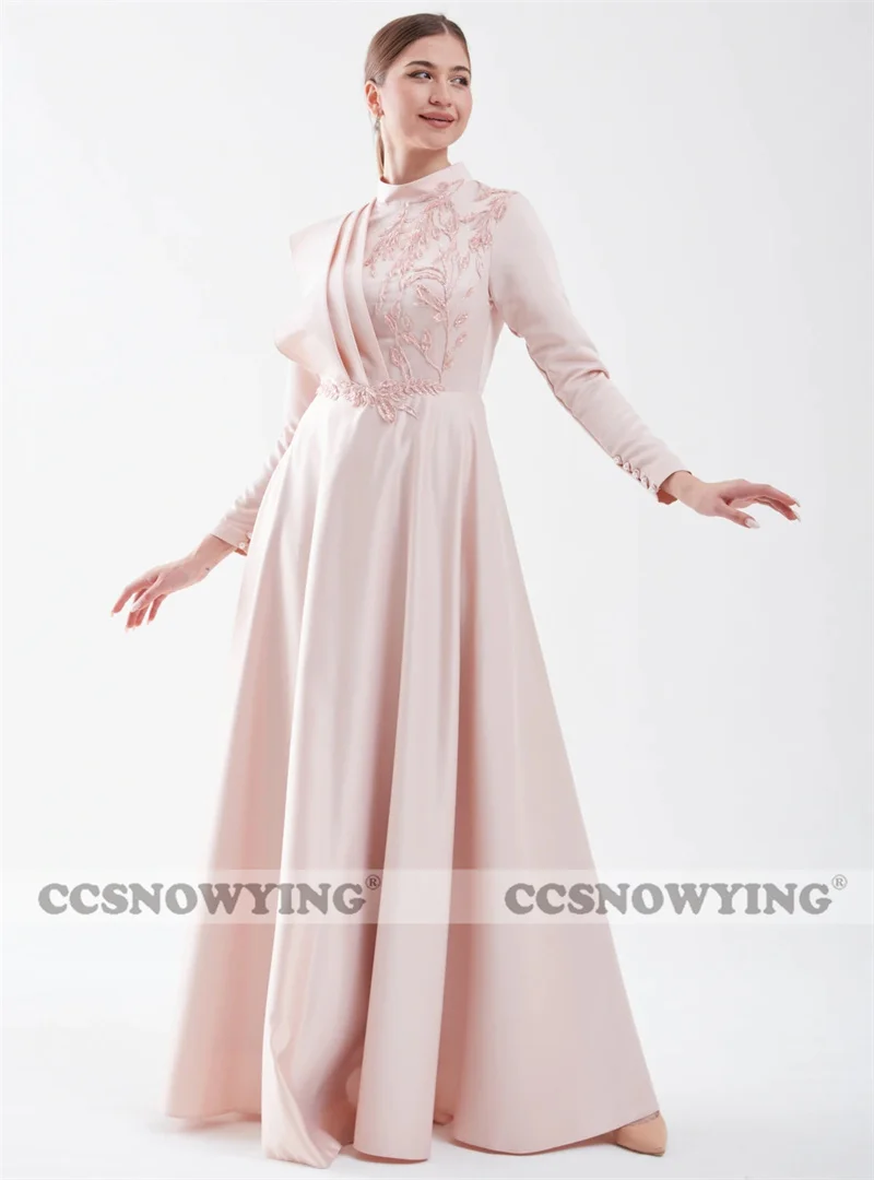 Pink Long Sleeve Muslim Evening Dresses Satin High Neck Hijab Formal Party Gown Islamic Kaftan Arabic Dubai Robe De Soiree
Pink Long Sleeve Muslim Evening Dresses Satin High Neck Hijab Formal Party Gown Islamic Kaftan Arabic Dubai Robe De Soiree