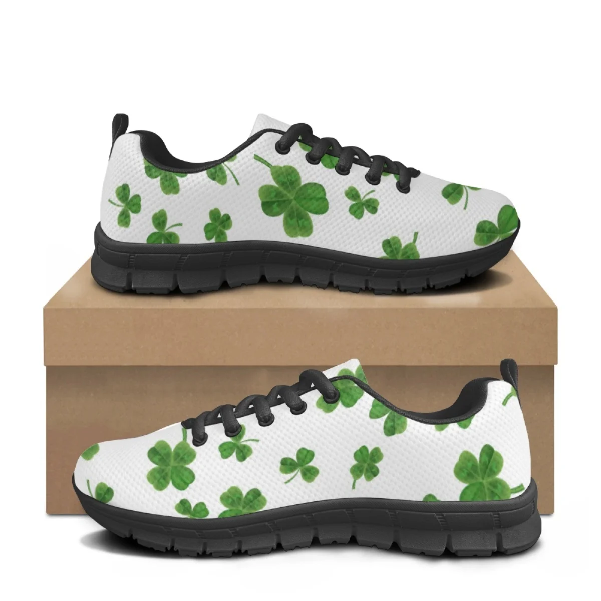 

Shamrock Print Summer Mesh Soft Sole Shoes Lightweight Lace Up Sneakers New Comfortable Breathable Running Shoes Chaussure Femme