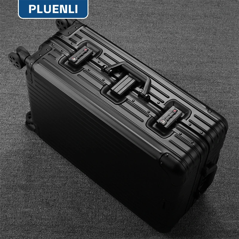 

PLUENLI Luggage Case Men Universal Wheel Aluminum Magnesium Trolley Case Large Capacity Wearproof Women Travel Boarding Suitcase