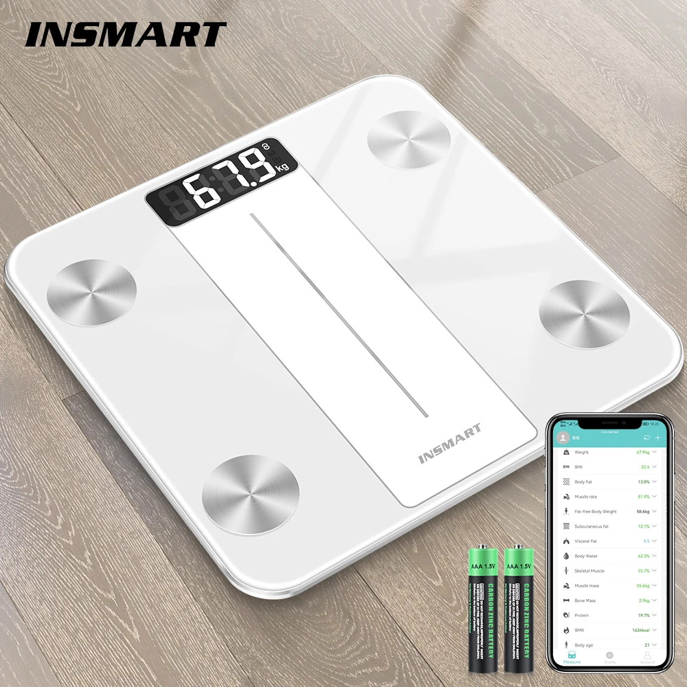 

INSMART Intelligent LCD Electronic Scale Digital Display Glass Weight Scale Balance Body Health And Weight Loss Bathroom Scale