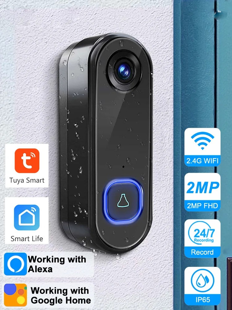 TUYA Smart Video Doorbell WIFI 1080P HD Outdoor Waterproof Phone Door Bell Camera Security Video Intercom Bell IR Night Vision
TUYA Smart Video Doorbell WIFI 1080P HD Outdoor Waterproof Phone Door Bell Camera Security Video Intercom Bell IR Night Vision