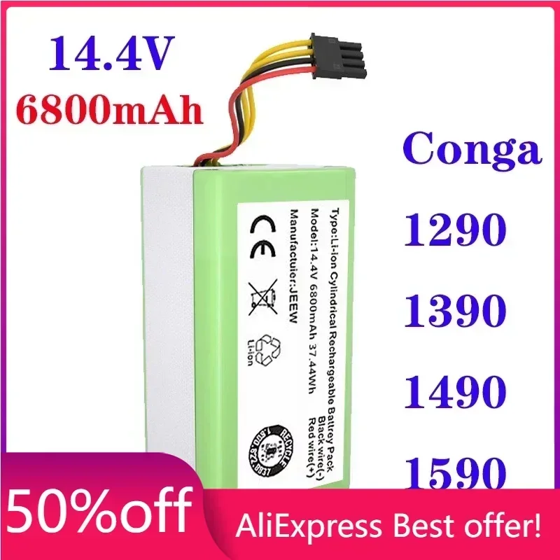 

2022 new 14.4v 6800mAh Li-Ion Battery for Cecotec Conga 1290 1390 1490 1590 Vacuum Cleaner Genio deluxe 370 gutrend echo 520