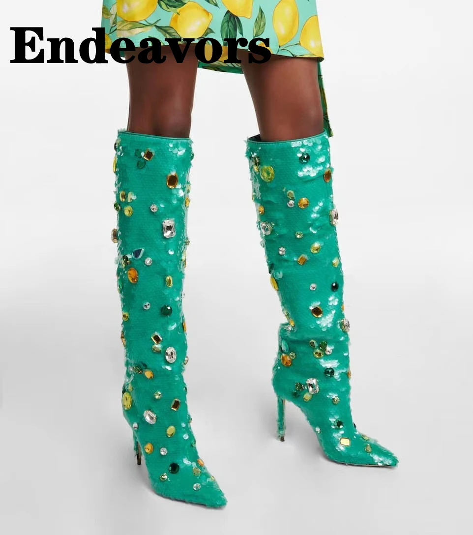 Sequin Bling Rhinestone Autumn Winter Boots New Pointed Toe Super Thin Heel Large Size Diamond Knee High Fashion Woman Boots
Sequin Bling Rhinestone Autumn Winter Boots New Pointed Toe Super Thin Heel Large Size Diamond Knee High Fashion Woman Boots