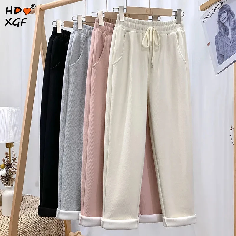 New Winter Thick Corduroy Pants For Women Velvet Thick Trousers Fashion Elastic Waist Loose Pants Female Casual Fleece Trousers
New Winter Thick Corduroy Pants For Women Velvet Thick Trousers Fashion Elastic Waist Loose Pants Female Casual Fleece Trousers