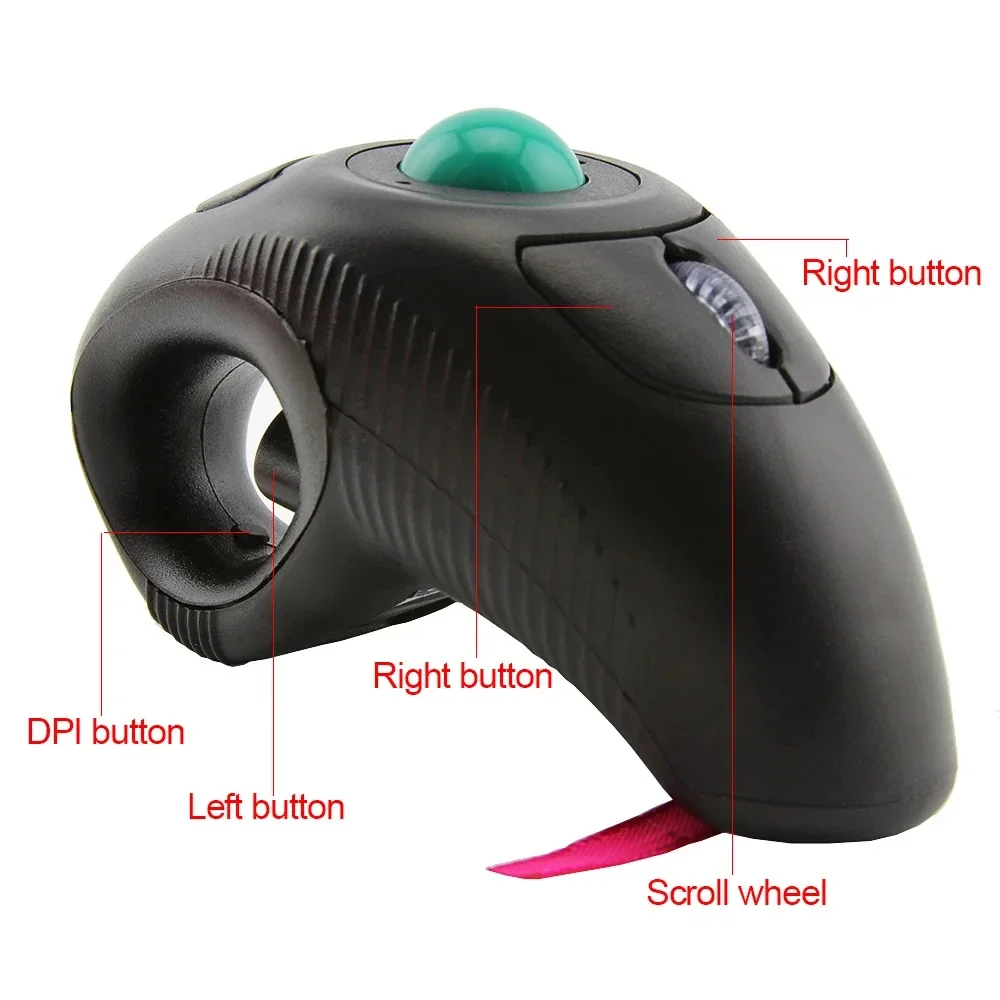 

New 2.4GHz Thumb-Controlled Mause 10M Wireless Air Portable Ergonomic Mouse USB Port Optical Trackball Mice For Desktop Laptop