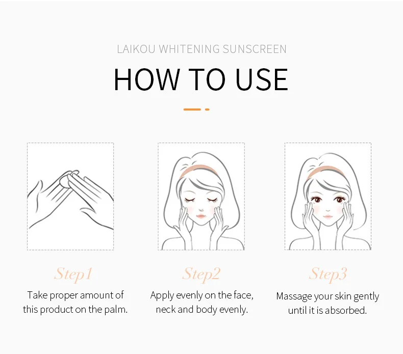 7pcs LAIKOU Facial Body Sunscreen Protector Facial Solar Sun Whitening Sun Cream Anti-Aging Oil-control Moisturizing SPF50+ PA+ 10