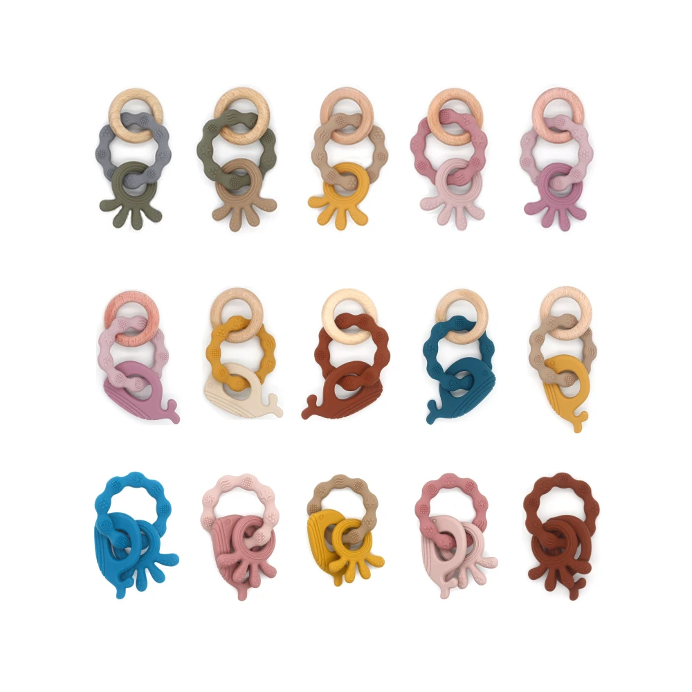 5pc Baby Teether Silicone Bracelet BPA Free Cute Animal Silicone Pendant Wood Ring Teething Rattle for Baby Accessories Toys
5pc Baby Teether Silicone Bracelet BPA Free Cute Animal Silicone Pendant Wood Ring Teething Rattle for Baby Accessories Toys