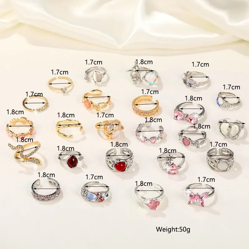 8Pcs/Set Y2K Pink Crystal Heart Ring Vintage Shiny Zircon Opal Love Open Ring for Women K-pop Punk Girl Party Jewelry Gifts 13 Mallzona S5a0fa1d09edb431294a1dc33732f521fU 8Pcs/Set Y2K Pink Crystal Heart Ring Vintage Shiny Zircon Opal Love Open Ring for Women K-pop Punk Girl Party Jewelry Gifts Mallzona