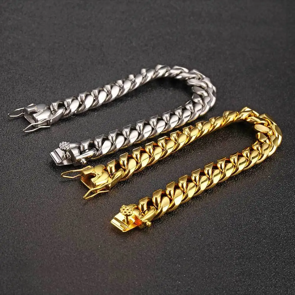 

Кубинские цепи 22 мм, браслет и ожерелье в стиле хип-хоп из нержавеющей стали 18k Майами