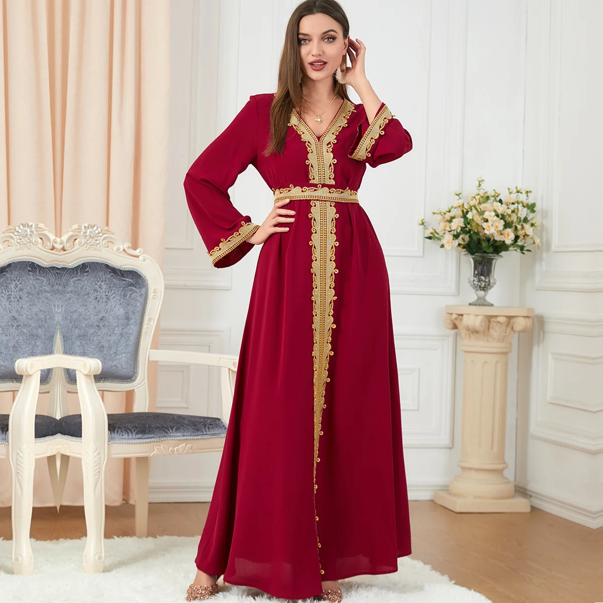 Muslim Dress Womens Robes Stitching Loose Embroidered Long Sleeve Kaftan Vestidos Arabes Dubai Y Turcos Caftan Marocain
Muslim Dress Womens Robes Stitching Loose Embroidered Long Sleeve Kaftan Vestidos Arabes Dubai Y Turcos Caftan Marocain