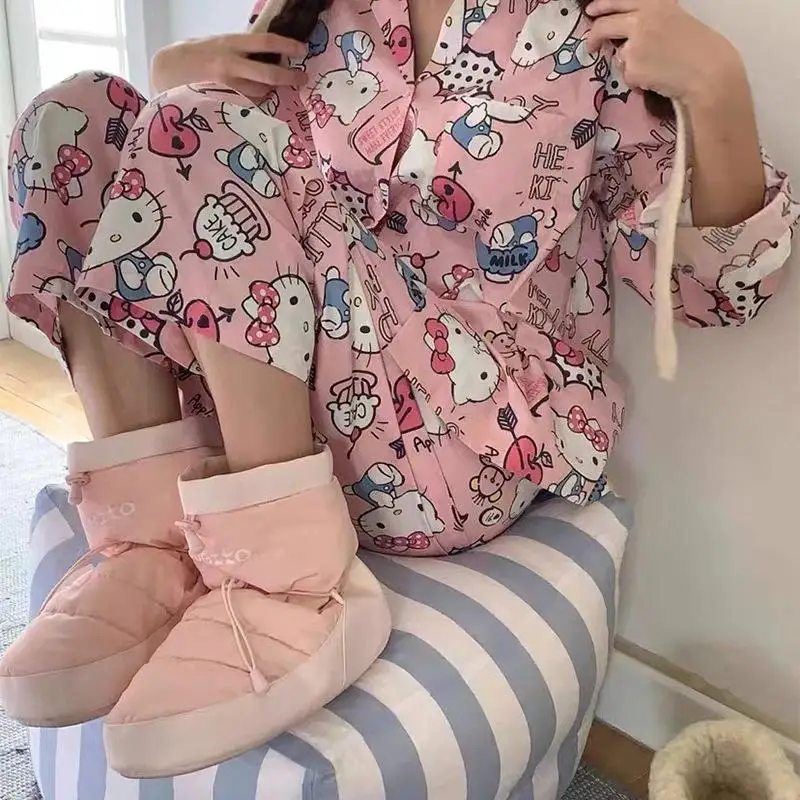 Симпатичная хлопковая Пижама Sanrio Hellokitty с длинными рукавами, свободные и удобные штаны для студентов, подарок для девушки
Симпатичная хлопковая Пижама Sanrio Hellokitty с длинными рукавами, свободные и удобные штаны для студентов, подарок для девушки