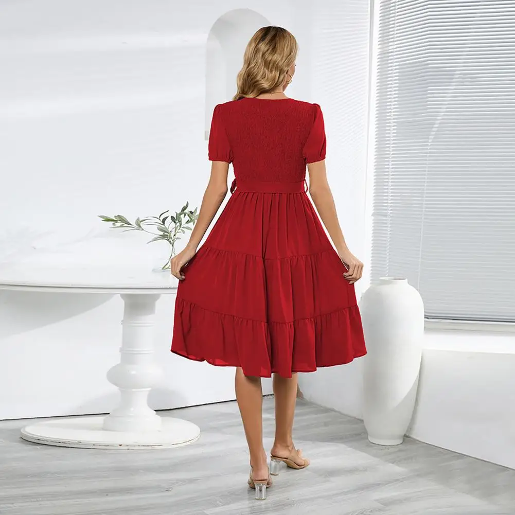 Women Midi Dress Women Commuting Dress Stylish Women's V-neck A-line Midi Dress Patchwork Design Loose Hem Belted Waist for A
Women Midi Dress Women Commuting Dress Stylish Women's V-neck A-line Midi Dress Patchwork Design Loose Hem Belted Waist for A