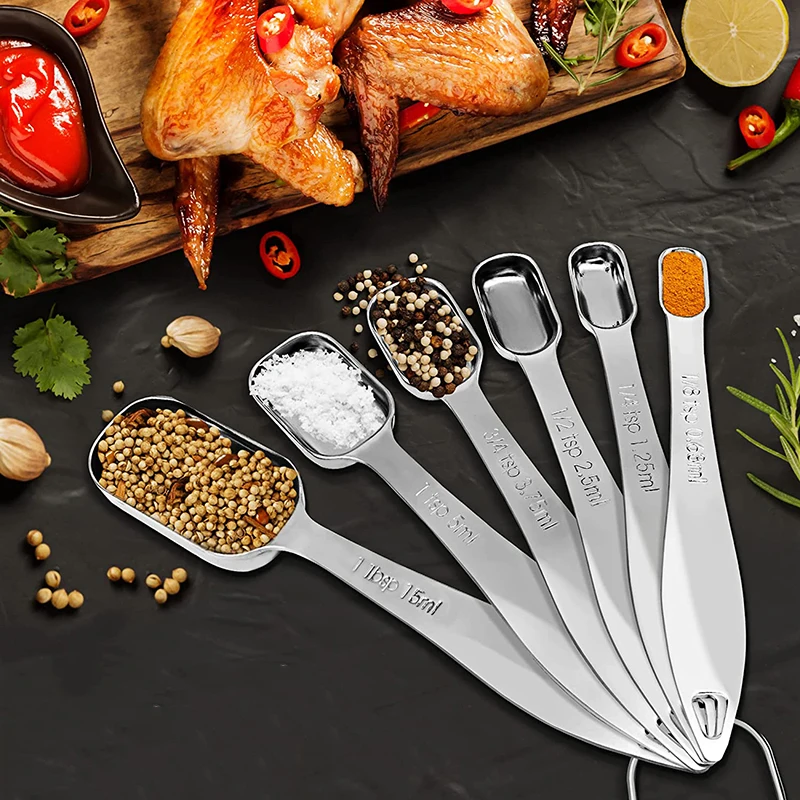 6Pcs Stainless Steel Measuring Spoon Set With Scale Stackable Measuring Cup Teaspoon Multipurpose Flour Liquid Spoon Kitchen Too
6Pcs Stainless Steel Measuring Spoon Set With Scale Stackable Measuring Cup Teaspoon Multipurpose Flour Liquid Spoon Kitchen Too