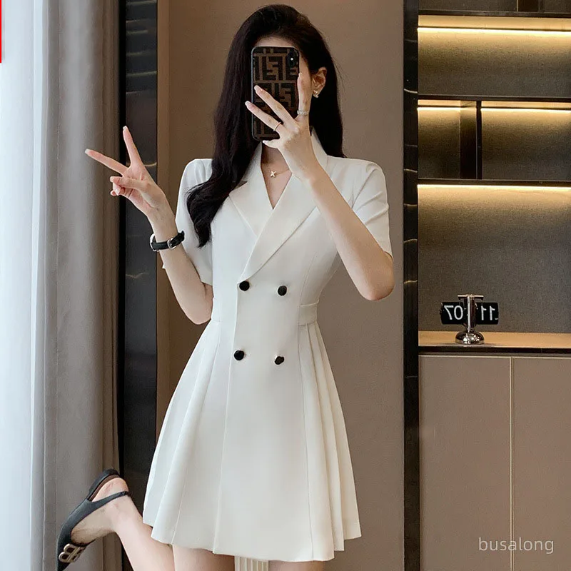 Solid Suit Collar Dress 2023 New Summer Women's Short sleeve Waist Retraction Professional Dress Elegant Commuting Work Clothes
Solid Suit Collar Dress 2023 New Summer Women's Short sleeve Waist Retraction Professional Dress Elegant Commuting Work Clothes