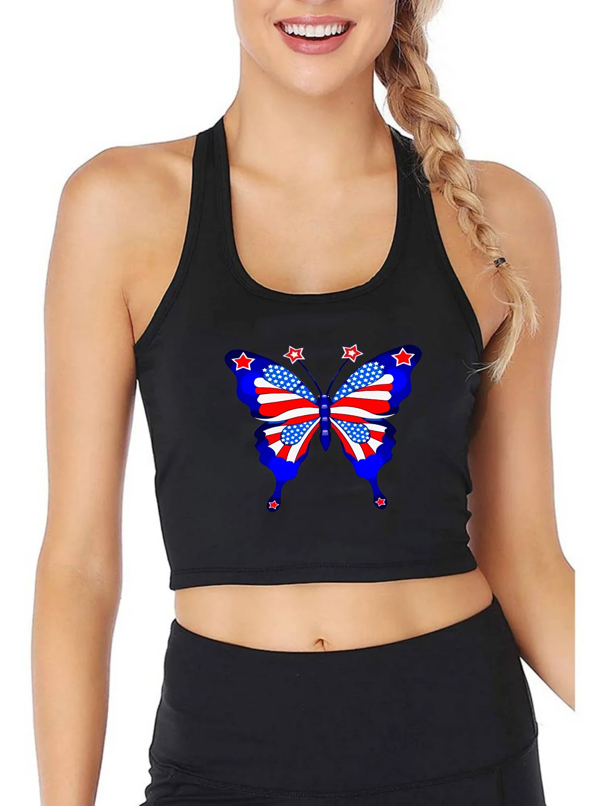 Independence Day Butterfly Design Sexy Breathable Slim Fit Tank Tops Women's Personality Trend Crop Top Gym Fitness Tee Camisole
Independence Day Butterfly Design Sexy Breathable Slim Fit Tank Tops Women's Personality Trend Crop Top Gym Fitness Tee Camisole
