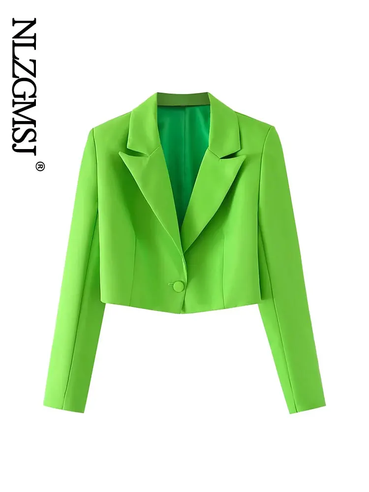 Nlzgmsj Women Fashion Solid Single Button Cropped Blazer Vintage Long Sleeves Notched Neck Female Office Lady Outfits
Nlzgmsj Women Fashion Solid Single Button Cropped Blazer Vintage Long Sleeves Notched Neck Female Office Lady Outfits